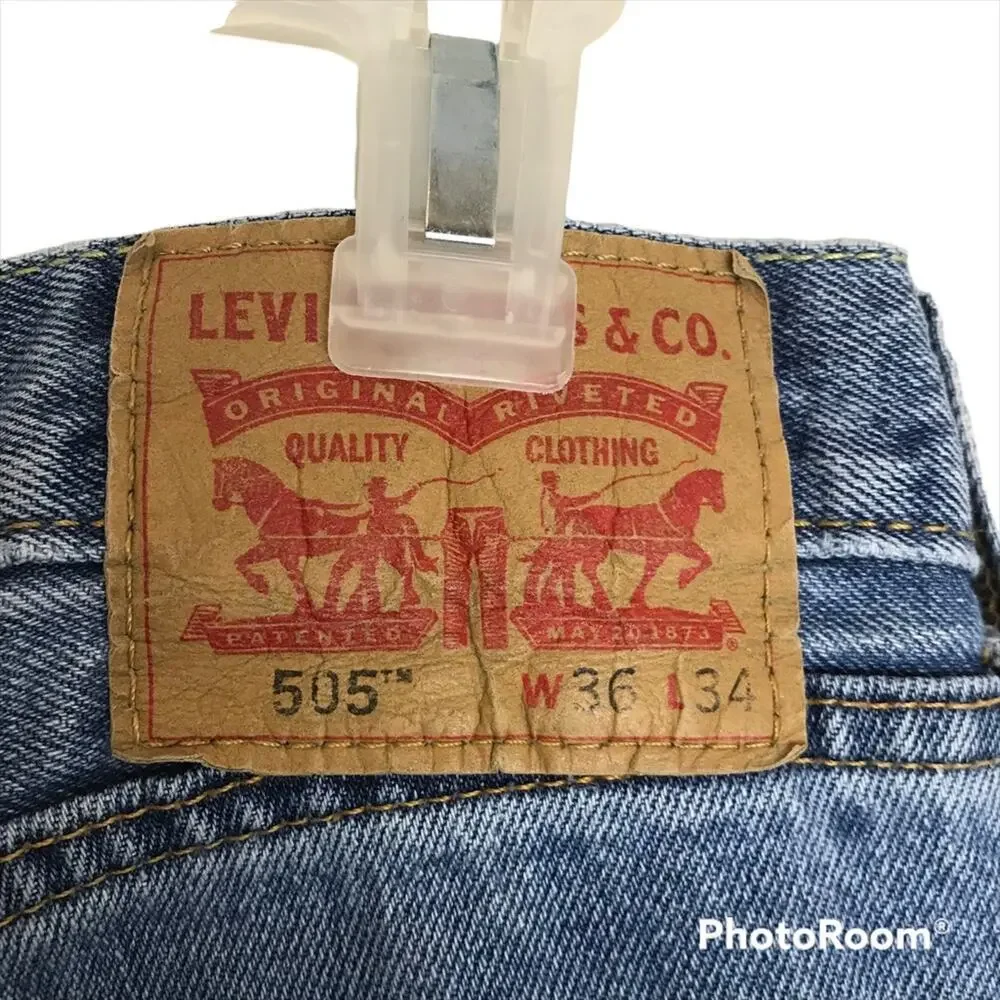 LEVI'S Mens 505 Medium Wash Straight Leg Jeans Sz W36L34